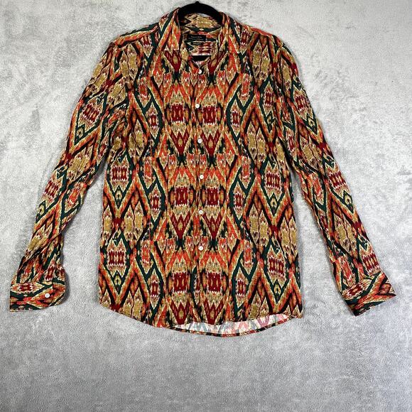 Zara Men's M Regular Fit Button Up Long Sleeve Aztec Patterned - Picture 1 of 8